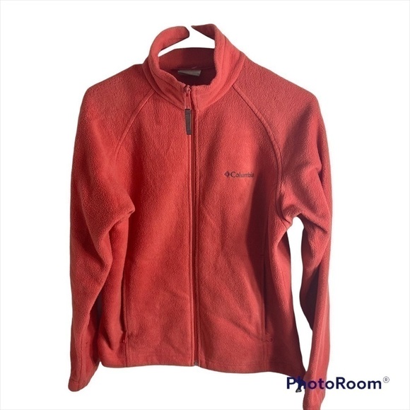 Columbia Coral Pink Full Zip Fleece Jacket Sweatshirt Small - Picture 1 of 7
